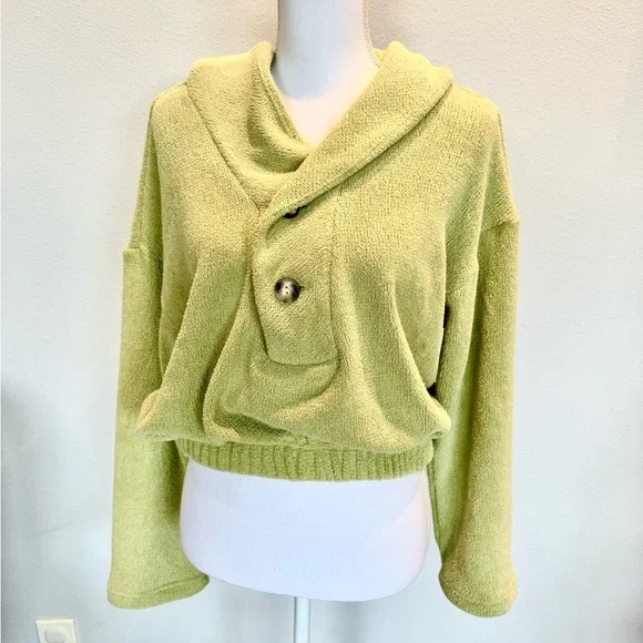 Free People Beach French Terry Pullover | Green | Soft | EUC | XS Oversized - Picture 2 of 5